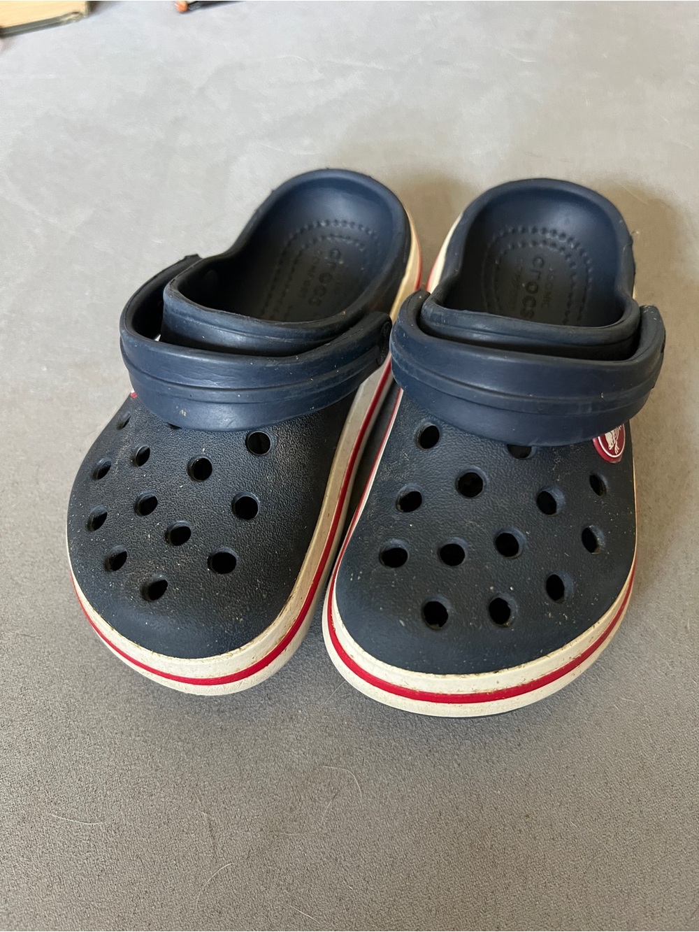 Kids Navy Crocs Clog with Red Accent